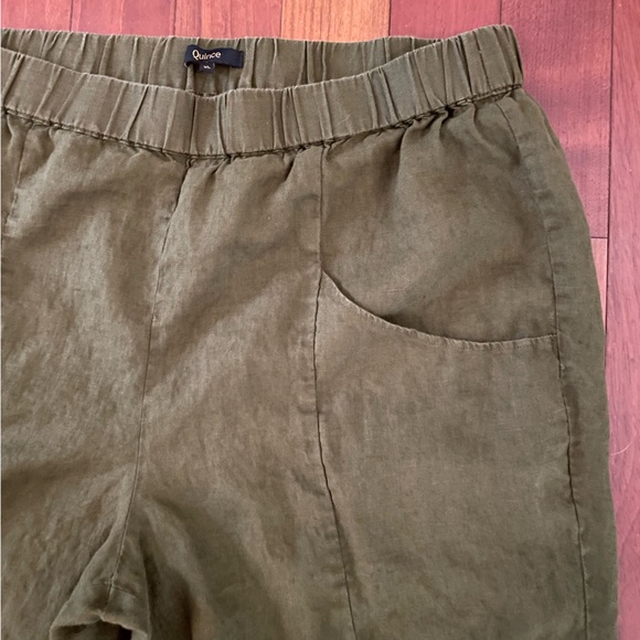 Quince 100% European Linen Tapered Ankle Pants in Martini Olive Color Size XL - Picture 8 of 13